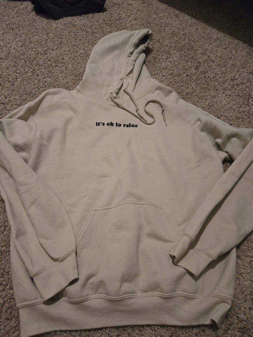 💖Men's Cream Hooded Sweatshirt with Relaxed Slogan